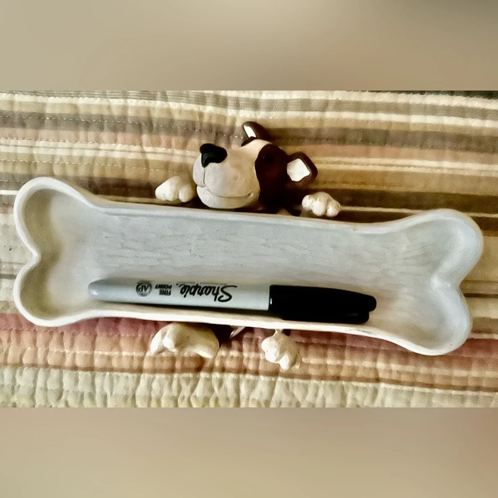 Rare Vintage 1998 FIGI Tickle My Bones Puppy Dog Pencil Holder Tray Pre-owned